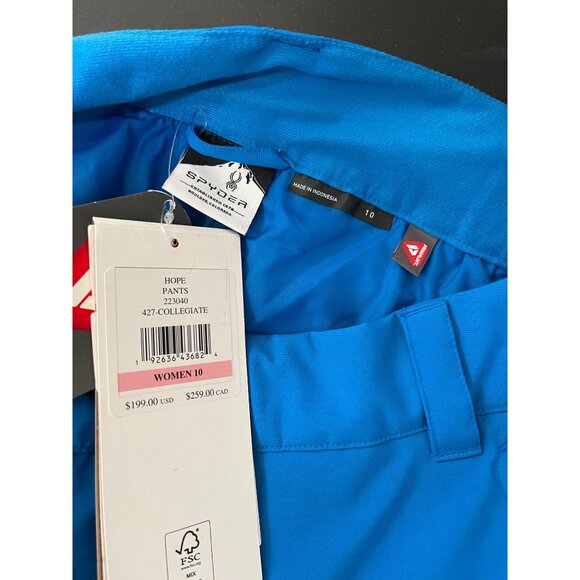 Spyder Womens Ski Pants 10 Blue Black Primaloft Insulated‎ Waterproof Adjustable - Picture 7 of 15